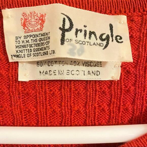 Vintage Pringle Cable Knit Cardigan Sweater Womens Size 14 Scotland sz 44 - Picture 2 of 7